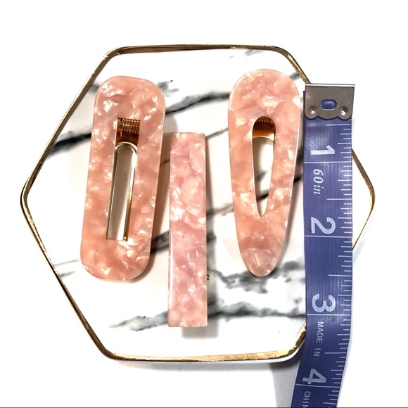 *Set of 3 Pink Tortoise Shell Hair Barrette - Picture 4 of 5